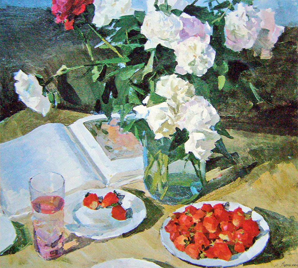 «Півонії та полуниця». 1980. Полотно, олія